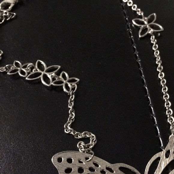 Silver Tone Butterfly Chain Necklace - Picture 2 of 4